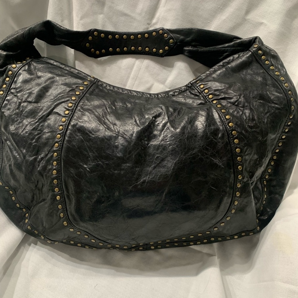 Black kaboo studded leather purse